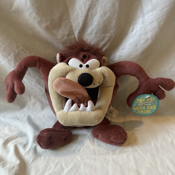 1998 Vintage Taz Tazmanian Devil Plush 'PlayByPlay' Toy Talking Looney WORKS Tag - Picture 1 of 10